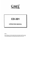 Cary Audio Design CD 301 Owner's manual