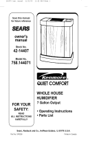 Kenmore Sears 758.144071 Quiet comfort Owner's manual
