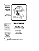Craftsman 17761 - 16 Gal. Wet-Dry VAC Owner's manual