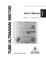 Behringer MIC100 Tube Ultragain Owner's manual