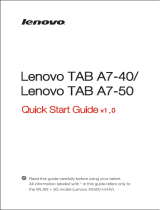 Lenovo IdeaTab A7-40 Quick start guide
