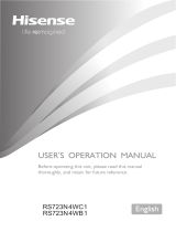 Hisense RS723N4WC1 SBS FFREEZER WTD COMP Owner's manual