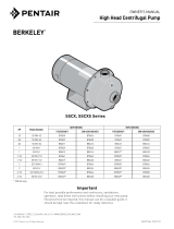 Berkeley SSCX, SSCXS Series Centrifugal Pump Owner's manual