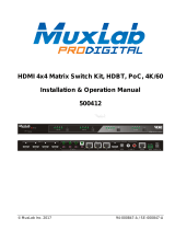 MuxLabHDMI 4x4 Matrix Switch Kit, HDBT, PoC, 4K/60