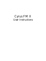 Cyrus FM X Owner's manual