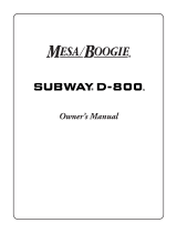 Mesa Boogie Subway D-800 Owner's manual