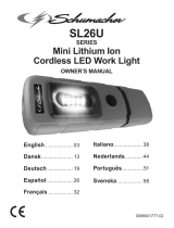 Schumacher SL26BU Mini Lithium Ion Cordless LED Work Light SL26GU Mini Lithium Ion Cordless LED Work Light  SL26RU Mini Lithium Ion Cordless LED Work Light Owner's manual
