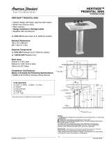 American Standard Heritage Pedestal Sink 0191.134 User manual