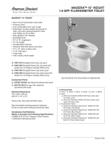 American Standard Madera 15" Height 1.6 GPF Flushometer Toilet 3451.160 User manual