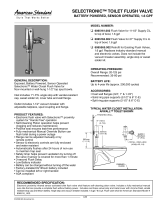 American Standard Selectronic Toilet Flush Valve 6065162.002 User manual