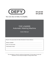Defy 8KG Toploader Met WTL 8019 M / WTL 8019 W User manual