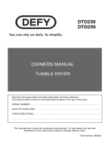 Defy 5kg Autodryer DTD 258 / DTD 259 User manual
