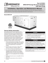 Greenheck Fan 473501 ERCH-HP Energy Recovery Ventilator with Heat Pump User manual
