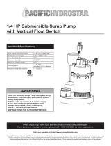 Harbor Freight Tools PACIFIC HYDROSTAR 1/3 HP Submersible Sump Pump with Vertical Float Switch User manual
