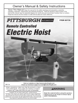 Pittsburgh Automotive 1300 lb. Electric Hoist with Remote Control Owner's manual