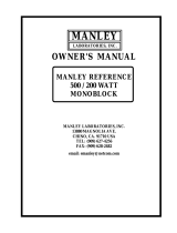 Manley 500 WATT MONOBLOCK AMPLIFIER User manual