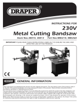 Draper Metal Cutting Horizontal Bandsaw, 260mm, 1100W Operating instructions