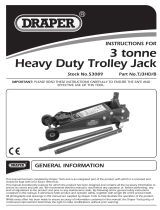 Draper Garage Trolley Jack, 3 Tonne Operating instructions
