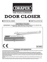 Draper Adjustable Automatic Door Closer for Doors Between 40kg and 65Kg Operating instructions
