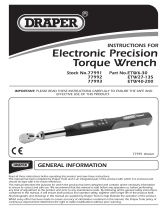 Draper 1/2" Sq. Dr. Electronic Precision Torque Wrench 40-200Nm Operating instructions