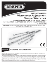 Draper 1/2" Sq. Dr. Precision Torque Wrench Operating instructions