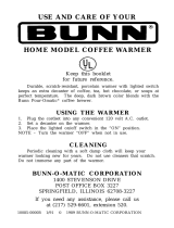 Bunn Coffee Warmer User manual