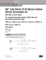3M Cold Shrink QT-III Termination Kit 7653-S-4-2, CN, JCN Cable, 5-25/28 kV, Insulation OD 0.72-1.29 in, 1/kit Operating instructions