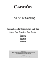 Cannon 50cm Free Standing Gas Cooker C50GKS Operating instructions