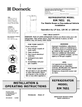 Dometic RM7851L User manual