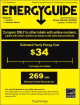 Avanti AR4446B Energy Guide Label: Model AR4446B - 4.5 CF Counterhigh Refrigerator