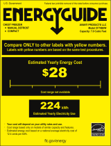 Avanti CF70B0W Energy Guide Label: Model CF70B0W - 7.0 Cu. Ft. Chest Freezer - White