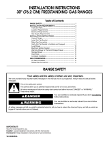 Whirlpool MGR7662WS - 30" Ing Gas Range Installation guide