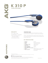 AKG Acoustics Headphones K310P User manual