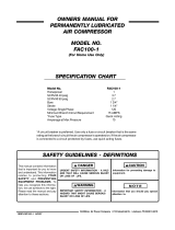 DeVillbiss Air Power Company Air Compressor MGP-FAC100-1 User manual