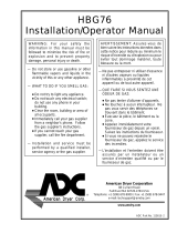 American Dryer Corp. Clothes Dryer HBG76 User manual