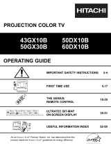 Hitachi Projection Television 43GX10B, 50DX10B, 50GX30B, 60DX10B User manual