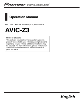 Pioneer Car Stereo System AVIC-Z3 User manual