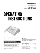Panasonic Fax Machine KX-F580 User manual
