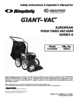 Snapper Yard Vacuum ESV25650B User manual