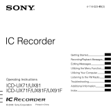 Sony ICD-UX81 - 2 GB Digital Voice Recorder User manual