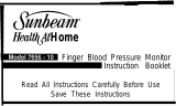 Sunbeam Blood Pressure Monitor 7656-10 User manual