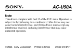 Sony AC-U50A Owner's manual