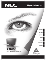 NEC PlasmaSync® T1000 Owner's manual