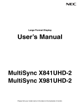NEC MultiSync X841UHD-2 Owner's manual