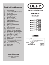 Defy Chest Freezer CF410 / CF530 DMF 454 Owner's manual