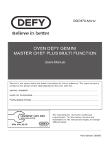 Defy Gemini Master Chef Multifunction Oven DBO 476 Owner's manual