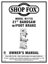 Shop fox 5 HP 21 in. Bandsaw W1770 Owner's manual