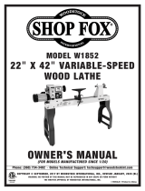 Grizzly 22 in. x 42 in. Variable-Speed Wood Lathe W1852 Owner's manual