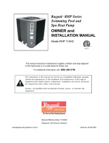 Raypak RHP Heat Pump Pool/Spa Heater Operating instructions