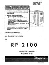 Raypak RP2100 Operating instructions